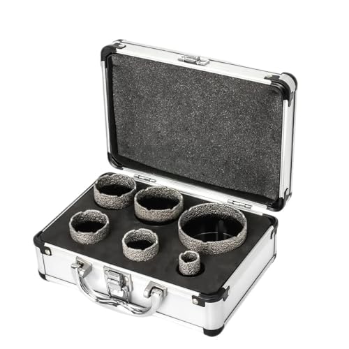 M14 Gewinde Diamant Trockenbohrer Set Porzellan Topfsäge Fliesen Granit Marmor Lochsäge 5/6Pc Bau Werkzeuge Kit Set Hand Werkzeuge(6Pcs-Aluminum Box) von YYJOUPLM