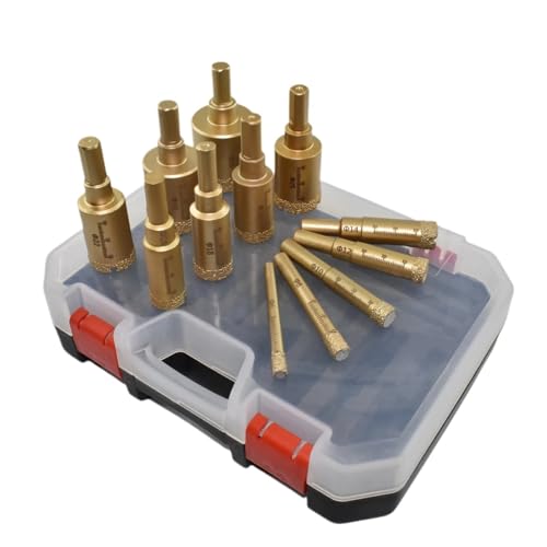 Trockenbetrieb, diamantbeschichtetes Bohrer-Set, Lochsägen-Set, Handwerkzeuge for Glas, Marmor, Granit, Stein, Fliesen, Keramik, 10-tlg., 12-tlg., 13-tlg.(Plastic box 12PCS) von YYJOUPLM