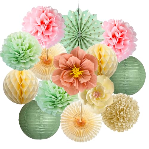 Party-Dekorationsset, wiederverwendbare Papierlaternen, Pompons, Fächer und künstliche Blumen für Boho-Party, Hochzeit, Babyparty, Geburtstag, Verlobung, Weihnachten, Junggesellinnenabschied Party-Dekorationsset, wiederverwendbare Papierlaternen, Pompons, Fächer und künstliche Blumen für Boho-Party, Hochzeit, Babyparty, Geburtstag, Verlobung, Weihnachten, Junggesellinnenabschied von YYLCNLYY