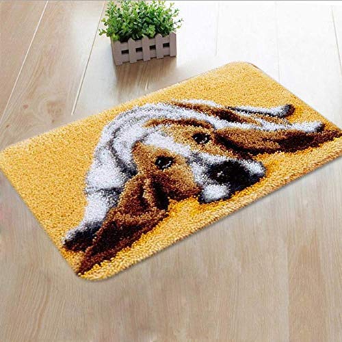 YYLPLLE Latch Hook Kits for Kids Girls, Rectangle Dog Rug Hooking Kits with Crochet Yarn Crafts DIY Cushion for Adults Home Decor 52×38Cm Ybx515 von YYLPLLE