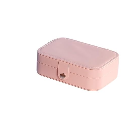 YYLUOYANG Schmuckaufbewahrung Tragbare Schmuckschatulle, Schmuck-Organizer, Display-Knopf, Leder, Juwelierbox SchmuckkäStchen(Pink) von YYLUOYANG