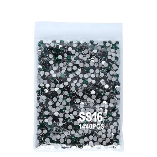 YYLUOYANG Strasssteine SS3-SS60 Glas-Non-Hotfix-Strass Dunkelgrün DIY Nagelzubehör Glitzersteine Zum Basteln(SS16-1440pcs) von YYLUOYANG