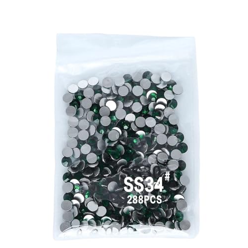YYLUOYANG Strasssteine SS3-SS60 Glas-Non-Hotfix-Strass Dunkelgrün DIY Nagelzubehör Glitzersteine Zum Basteln(SS34-1440pcs) von YYLUOYANG