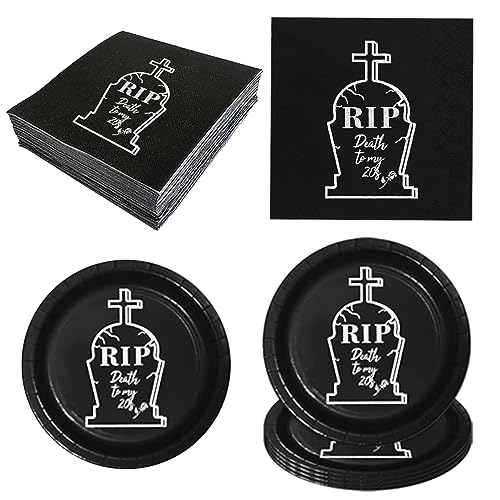 Death to My 20s Party Decorations Supplies 30th Birthday Rip to My 20s Birthday Party Tableware Set Dessert Plates Napkins Forks for 24 Guests My Youth Funny Thirtieth Birthday Party von YYMYMGJ