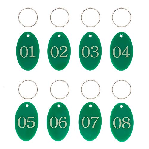 Ovale nummerierte Etiketten aus Acryl mit Schlüsselring für die Organisation (grün, 01–25) von YYMax