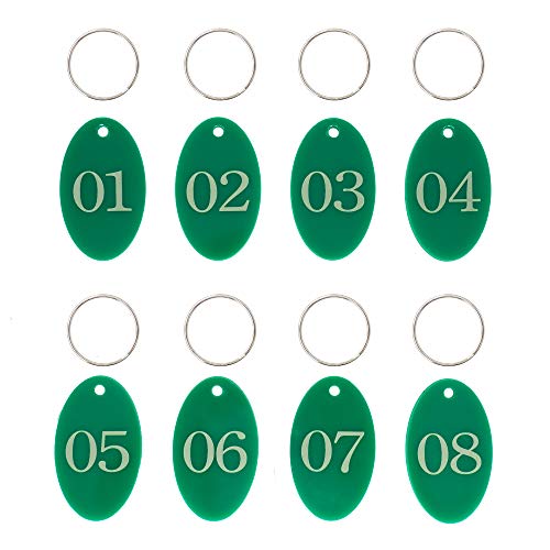 Ovale nummerierte Etiketten aus Acryl mit Schlüsselring für die Organisation (grün, 01–25) von StayMax