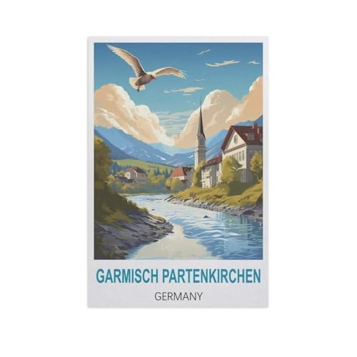 Malen Nach Zahlen Erwachsene，Garmisch-Partenkirchen, Deutschland，Malen Nach Zahlen Mit Pinseln und Acrylfarbe,DIY Set Basteln Erwachsene mit Pinseln und Acrylfarben für Home Decor（50x60cm）-H27 von YYNFHCBS