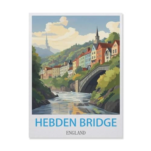 Malen Nach Zahlen Erwachsene，Hebden Bridge England，Malen Nach Zahlen Mit Pinseln und Acrylfarbe,DIY Set Basteln Erwachsene mit Pinseln und Acrylfarben für Home Decor（50x60cm）19.6x23.6 Zoll-G47 von YYNFHCBS