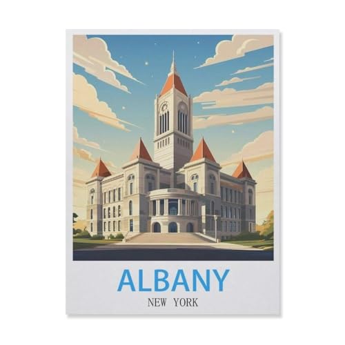 YYNFHCBS 5D DIY Diamond Painting Set，Albany New York，Runder Diamant Kreuzstich, Mosaik Raumdekoration Malerei（30 x 40 cm/11.81 x 15.74 Zoll）-E44 von YYNFHCBS