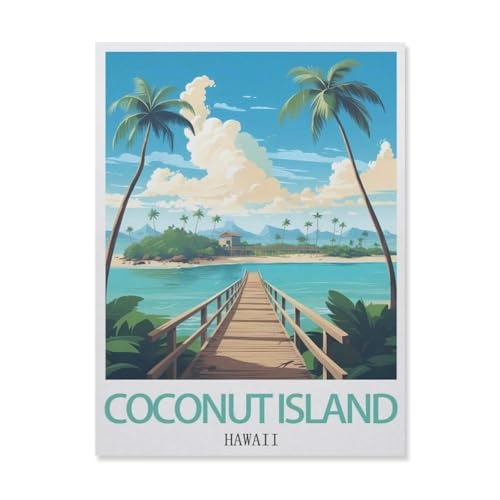 YYNFHCBS 5D diy Diamond Painting，Coconut Island Hawaii，Full Round Diamantstickerei Mosaik Kreuzstichmuster Perlenstickerei Home Deco（30 x 40 cm/11.81 x 15.74 Zoll）-G29 von YYNFHCBS