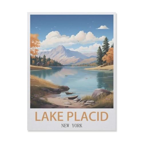 YYNFHCBS 5D diy Diamond Painting，Lake Placid New York，Full Round Diamantstickerei Mosaik Kreuzstichmuster Perlenstickerei Home Deco（40 x 50 cm/15.74 x 19.68 Zoll）-F9 von YYNFHCBS