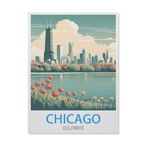 YYNFHCBS DIY 5D Diamond Painting，Chicago Illinois，Round Diamond Cross Stitch, Used for Room Decoration（50 x 60 cm/19.68 x 23.62 Zoll）-E52 von YYNFHCBS