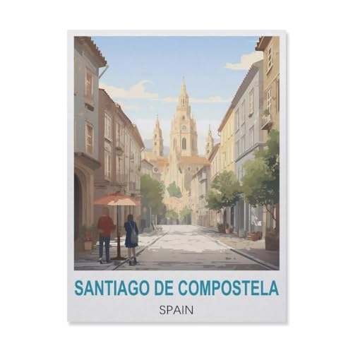YYNFHCBS DIY 5D Diamond Painting，Santiago de Compostela Spanien，Round Diamond Cross Stitch, Used for Room Decoration（40 x 50 cm/15.74 x 19.68 Zoll）-C72 von YYNFHCBS