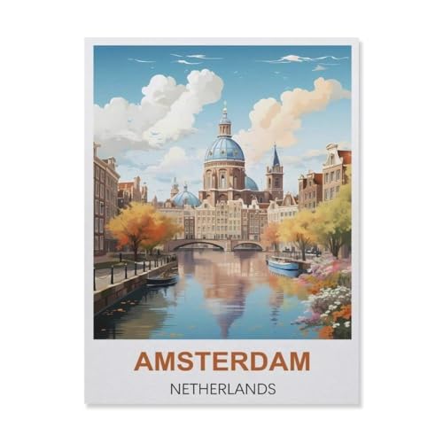 YYNFHCBS DIY 5D Diamond Painting Cross Stitch，Amsterdam Niederlande，Round Drill Arts Diamond Embroidery Rhinestones Painting Beadwork（50 x 60 cm/19.68 x 23.62 Zoll）-B38 von YYNFHCBS