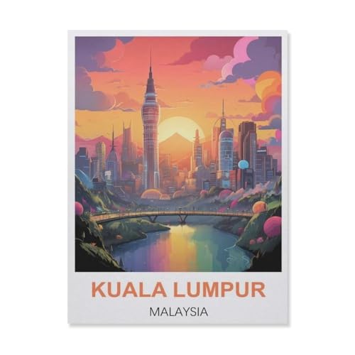 YYNFHCBS DIY Diamond Painting Set，Kuala Lumpur Malaysia，Diamantmalerei, handgemachte Stickerei Geschenke für Erwachsene/Kinder（50 x 60 cm/19.68 x 23.62 Zoll）-B28 von YYNFHCBS