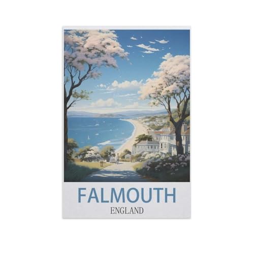 YYNFHCBS DIY Malen nach Zahlen，Falmouth, England，diy malen nach zahlen erwachsene landsch Mit Pinsel und Acrylfarbe Erwachsenenfarbe nach Zahlen Kits Kunst（50x60cm） 19.6x23.6 Zoll-I54 von YYNFHCBS