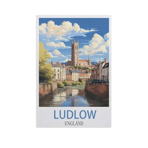 YYNFHCBS DIY Malen nach Zahlen，Ludlow, England，diy malen nach zahlen erwachsene landsch Mit Pinsel und Acrylfarbe Erwachsenenfarbe nach Zahlen Kits Kunst（50x60cm） 19.6x23.6 Zoll-J14 von YYNFHCBS