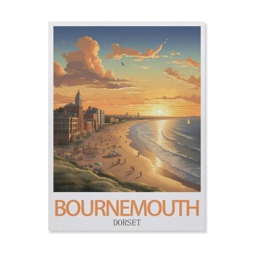 YYNFHCBS Diamond Painting，Bournemouth Dorset，Crystal Embroidery Beads 5D Full Round Cross Stitch Kit Handwork Mosaic（40 x 50 cm/15.74 x 19.68 Zoll）-G11 von YYNFHCBS
