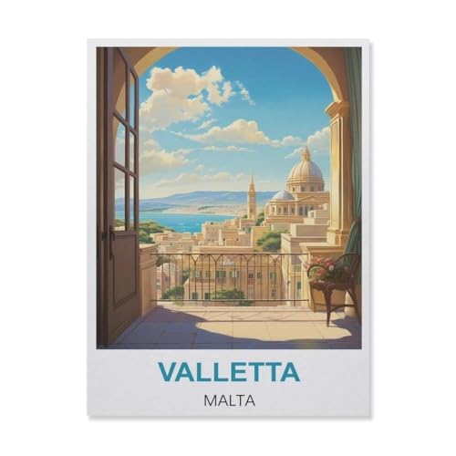 YYNFHCBS Diamond Painting，Valletta Malta，Crystal Embroidery Beads 5D Full Round Cross Stitch Kit Handwork Mosaic（40 x 50 cm/15.74 x 19.68 Zoll）-B91 von YYNFHCBS