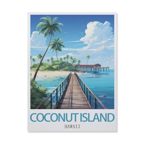 YYNFHCBS Full Round Drill 5d DIY Diamond Painting，Coconut Island Hawaii，Diamond Embroidery Wall Home Decoration Kids Gift（40 x 50 cm/15.74 x 19.68 Zoll）-F40 von YYNFHCBS