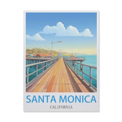 YYNFHCBS Full Round Drill 5d DIY Diamond Painting，Santa Monica Kalifornien，Diamond Embroidery Wall Home Decoration Kids Gift（50 x 60 cm/19.68 x 23.62 Zoll）-F20 von YYNFHCBS
