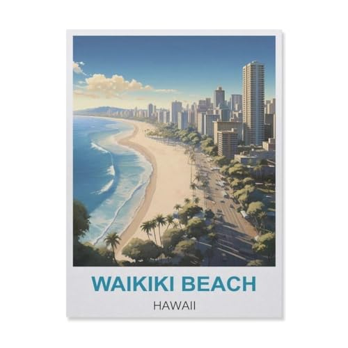 YYNFHCBS Full Round Drill 5d DIY Diamond Painting，Waikiki Beach Hawaii，Diamond Embroidery Wall Home Decoration Kids Gift（30 x 40 cm/11.81 x 15.74 Zoll）-C60 von YYNFHCBS