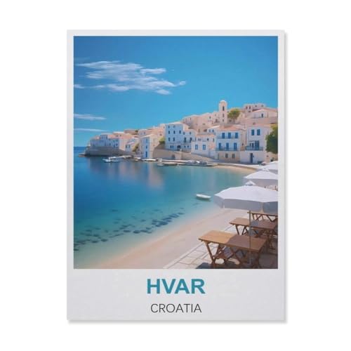 YYNFHCBS Hvar Kroatien，Full Round Diamond 5D DIY Diamond Painting 3D Stickerei Kreuzstich Mosaik Gemälde Dekor（50 x 60 cm/19.68 x 23.62 Zoll）-C22 von YYNFHCBS