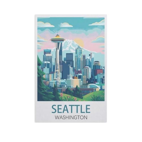 YYNFHCBS Malen Nach Zahlen Erwachsene，Seattle Washington，Malen Nach Zahlen Mit Pinseln und Acrylfarbe,DIY Set Basteln Erwachsene mit Pinseln und Acrylfarben für Home Decor（50x60cm） 19.6x23.6 Zoll-J67 von YYNFHCBS