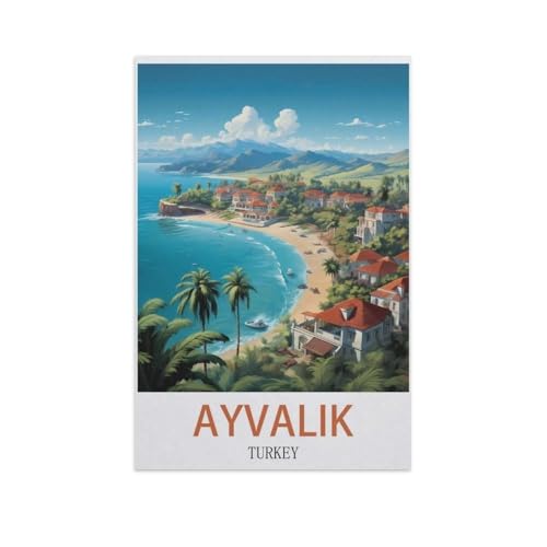 YYNFHCBS Malen Nach Zahlen Erwachsene Kinder，Ayvalık, Türkei，Leinen Segeltuch, DIY Ölgemälde Weihnachten Geschenke Ohne Rahmen Wand Kunst Hauptdekoration（50x60cm） 19.6x23.6 Zoll-I82 von YYNFHCBS