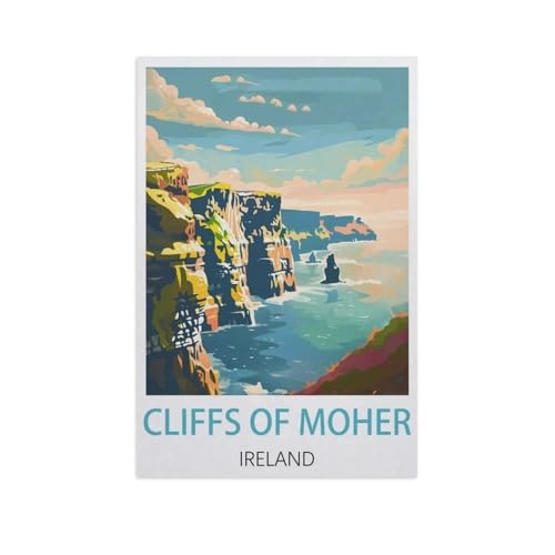 YYNFHCBS Malen nach Zahlen，Cliffs of Moher Irland，Kit für Erwachsene Kinder Anfänger DIY Leinwand Malen nach Zahlen für Kein Rahmen（50x60cm） 19.6x23.6 Zoll-J84 von YYNFHCBS