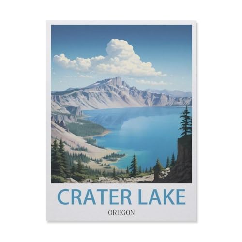 YYNFHCBS Malen nach Zahlen，Crater Lake Oregon，diy malen nach zahlen erwachsene landsch Mit Pinsel und Acrylfarbe Kits Theme Digital Home Wall Artwork（50x60cm） 19.6x23.6 Zoll-F66 von YYNFHCBS