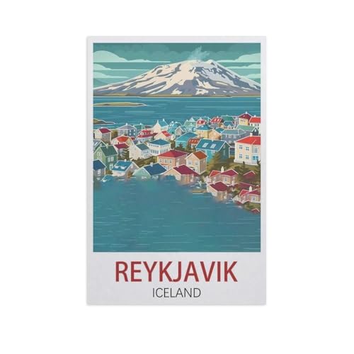 YYNFHCBS Malen nach Zahlen，Reykjavik Island，diy malen nach zahlen erwachsene landsch Mit Pinsel und Acrylfarbe Kits Theme Digital Home Wall Artwork（50x60cm） 19.6x23.6 Zoll-J86 von YYNFHCBS