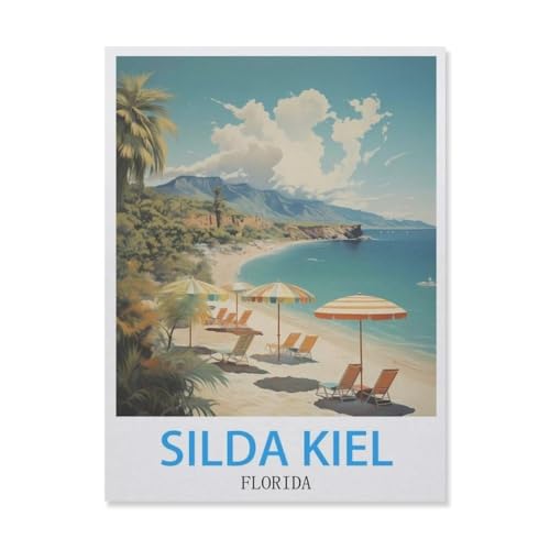 YYNFHCBS Malen nach Zahlen，Silda Kiel Florida，diy malen nach zahlen erwachsene landsch Mit Pinsel und Acrylfarbe Kits Theme Digital Home Wall Artwork（50x60cm） 19.6x23.6 Zoll-F6 von YYNFHCBS