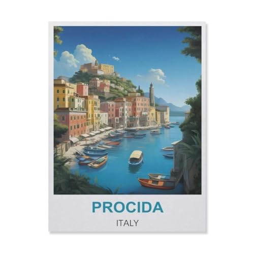 YYNFHCBS Round Diamond 5D DIY，Procida Italien，5d DIY Diamant Malerei Kreuzstich Mosaik Strass Home Decoration（50 x 60 cm/19.68 x 23.62 Zoll）-D5 von YYNFHCBS