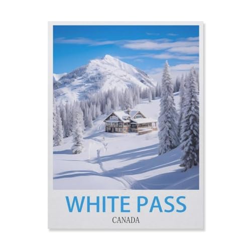YYNFHCBS White Pass Kanada，Full Round Diamond 5D DIY Diamond Painting 3D Stickerei Kreuzstich Mosaik Gemälde Dekor（40 x 50 cm/15.74 x 19.68 Zoll）-E22 von YYNFHCBS