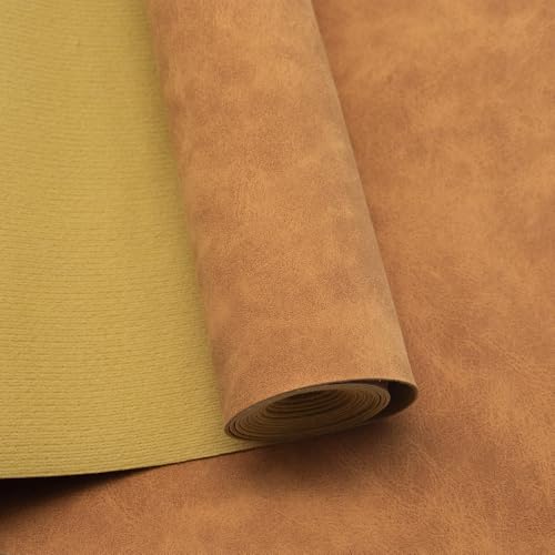 1 Yard Weichen Kunstlederstoffes - 91cm x 137cm Kunstleder Lederimitat Lederstoff Polsterstoff für DIY-Näharbeiten, Handtaschen, Sofas und Handwerksdekorationen (Braun) von YYOUMING