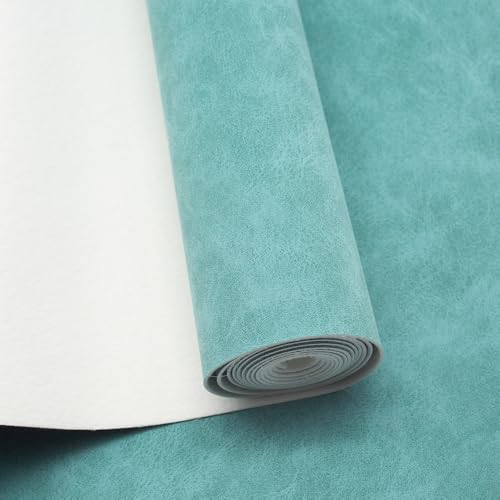 1 Yard Weichen Kunstlederstoffes - 91cm x 137cm Kunstleder Lederimitat Lederstoff Polsterstoff für DIY-Näharbeiten, Handtaschen, Sofas und Handwerksdekorationen (Hellgrün) von YYOUMING