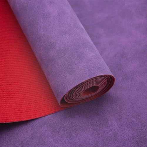 1 Yard Weichen Kunstlederstoffes - 91cm x 137cm Kunstleder Lederimitat Lederstoff Polsterstoff für DIY-Näharbeiten, Handtaschen, Sofas und Handwerksdekorationen (Lila) von YYOUMING