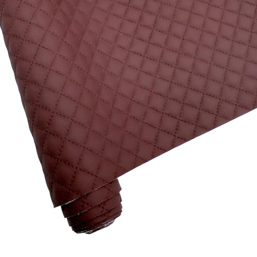 Weiches Kunstleder Gewebe 41x135cm Polsterstoff Gestepptes PU-Leder für Ledertaschen, Autoinnenräume, Sofas, handgefertigte DIY (Dunkelrot) von YYOUMING