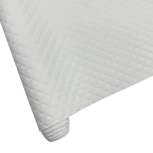 Weiches Kunstleder Gewebe 41x135cm Polsterstoff Gestepptes PU-Leder für Ledertaschen, Autoinnenräume, Sofas, handgefertigte DIY (Weiß) von YYOUMING