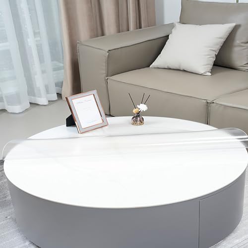 Tischdecke Transparent Rund PVC Tischschutz Abwaschbar Wasserdicht Glasklar Folie Tischfolie Schutzfolie,1.5mm/2.0mmDicke UnterstüTzung Der Anpassung (130CM,1MM) von YYSHLTRRE