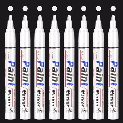 Permanent Marker Wasserfeste Stifte, 8 Weiß Lackstift, Lackmarker Zum Markieren Von Oberflächen Wie Metall, Reifen,Stein,Holz,Kunststoff,Farbecht,Gute Deckkraft,Wetter Und Wischfest, Rundspitze 2-3 mm Permanent Marker Wasserfeste Stifte, 8 Weiß Lackstift, Lackmarker Zum Markieren Von Oberflächen Wie Metall, Reifen,Stein,Holz,Kunststoff,Farbecht,Gute Deckkraft,Wetter Und Wischfest, Rundspitze 2-3 mm von YYSHUS