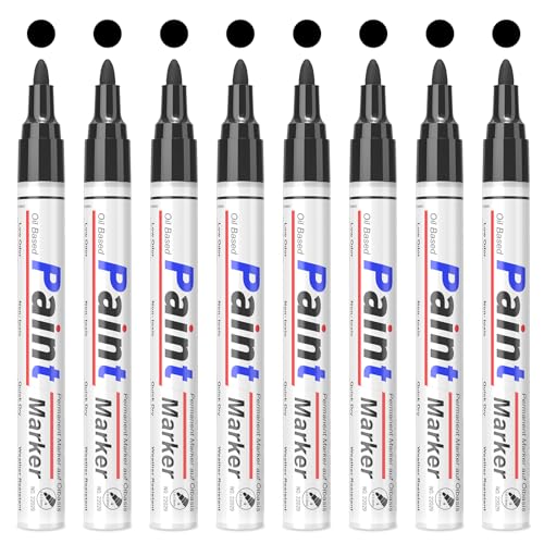 Permanent Marker Schwarz, 8 Stück Lackmarker Mit 2-3 MM Rundspitze, Schnell Trocknend, Wasserfest, Farbecht, Geeignet für Metall, Stein, Holz, Glas, Kunststoff, Keramik, Reifen und Andere Oberflächen. Permanent Marker Schwarz, 8 Stück Lackmarker Mit 2-3 MM Rundspitze, Schnell Trocknend, Wasserfest, Farbecht, Geeignet für Metall, Stein, Holz, Glas, Kunststoff, Keramik, Reifen und Andere Oberflächen. von YYSHUS