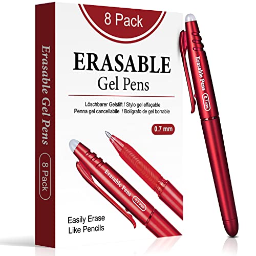YYSHUS Radierbarer Kugelschreiber, Radierbar Gelschreiber Set 8 Stück 0.7mm Rot Radierbarer Tintenroller, Gelschreiber Radierer Radierbare Stifte, Radierstift für Bürobedarf Schulsachen YYSHUS Radierbarer Kugelschreiber, Radierbar Gelschreiber Set 8 Stück 0.7mm Rot Radierbarer Tintenroller, Gelschreiber Radierer Radierbare Stifte, Radierstift für Bürobedarf Schulsachen von YYSHUS
