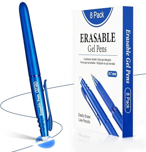 YYSHUS Radierbarer Kugelschreiber, Gelstifte Radierbar, Erasable Pens,8 Stück Tintenroller Radierbar Set, 0.7mm Blau Löschbare Stifte, Stifte zum Wegradieren für Studenten und Bürobedarf YYSHUS Radierbarer Kugelschreiber, Gelstifte Radierbar, Erasable Pens,8 Stück Tintenroller Radierbar Set, 0.7mm Blau Löschbare Stifte, Stifte zum Wegradieren für Studenten und Bürobedarf von YYSHUS