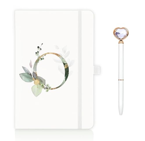 A5 Notizbuch mit Initialen und Kugelschreiber, Personalisiertes Namen Notizbuch, Weiß Journal Buch, 200 Seiten Notizheft, Geburtstagsgeschenk Weihnachtsgeschenke für Erwachsene Teenager Kinder (O) von YYSWSAKY