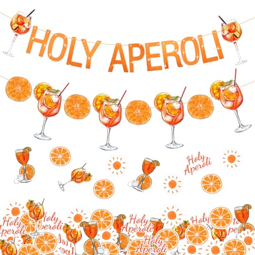 Aperol Deko 102 Stück Aperol Spritz Accessoires Orange Girlande Banner Aperol Geburtstag Konfetti Deko Tischdeko Streudeko Hängend Girlande Geburtstag Banner Anhänger Ornament für Sommerparty von YYSWSAKY
