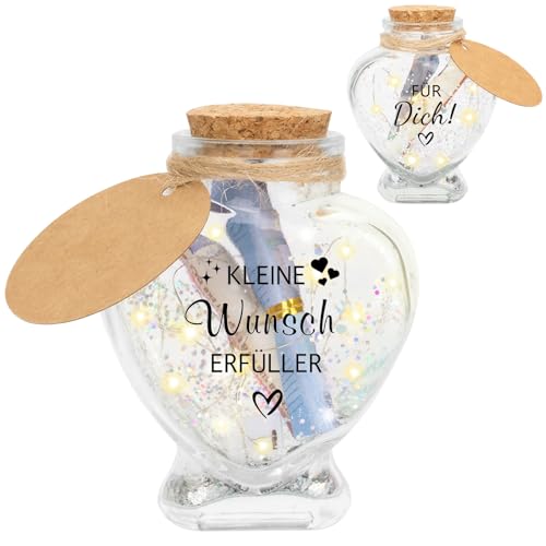 Geldgeschenke Geburtstag Wunscherfüller Geldgeschenke mit Kleine Wunscherfüller Aufkleber Glitzer LED Mini Lichterkette mit Batterie Geldgeschenk für Geburtstag Jugendweihe Kommunion Hochzeit von YYSWSAKY