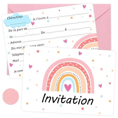 YYSWSAKY 12 Regenbogen Einladung Karten Set, Einladungskarte Zum Geburtstag Eines Mädchens Mit 12 Rosa Umschlägen Und 48 Umschlägen Mit Aufklebern YYSWSAKY 12 Regenbogen Einladung Karten Set, Einladungskarte Zum Geburtstag Eines Mädchens Mit 12 Rosa Umschlägen Und 48 Umschlägen Mit Aufklebern von YYSWSAKY