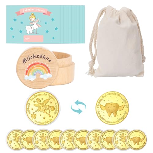 YYSWSAKY 22 Stück Zahnfee Geschenke Mädchen Jungen 10 Stück Zahnfee Münzen Goldmünzen 10 Blatt Zahnfee Zertifikate 1 Stofftasche 1 Zahndose Milchzähne Jungen Mädchen Verlorener Zahn Souvenir YYSWSAKY 22 Stück Zahnfee Geschenke Mädchen Jungen 10 Stück Zahnfee Münzen Goldmünzen 10 Blatt Zahnfee Zertifikate 1 Stofftasche 1 Zahndose Milchzähne Jungen Mädchen Verlorener Zahn Souvenir von YYSWSAKY